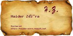 Haider Zóra névjegykártya